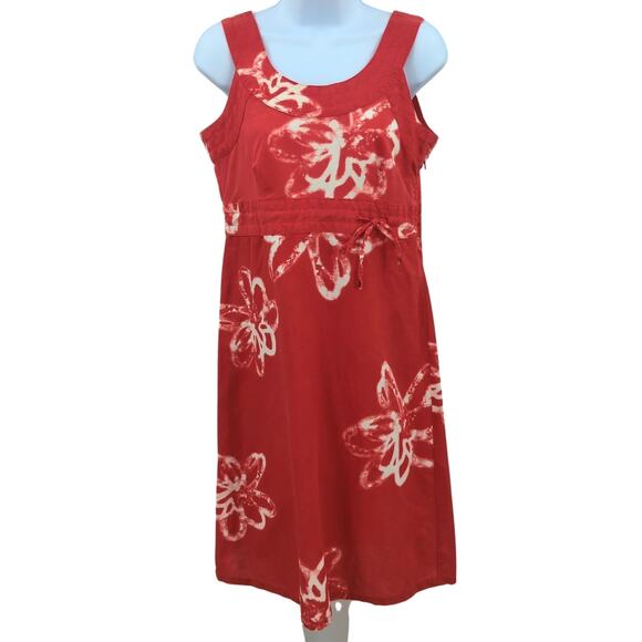 Lole Red Floral Linen Cotton Blend Sleeveless Midi Vacation Sundress Sz 4 - Picture 1 of 16